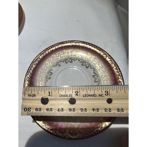 Bavaria Germany Pink Gold Floral Design Tea Cup & Saucer Set Of Two - Picture 9 of 11